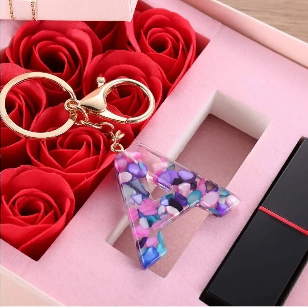 Initials Resin Gemstone Keychain